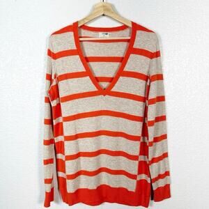 Wallace by REI‎ Womens Ex Boyfriend Striped V Neck Wool Cashmere Sweater Size M